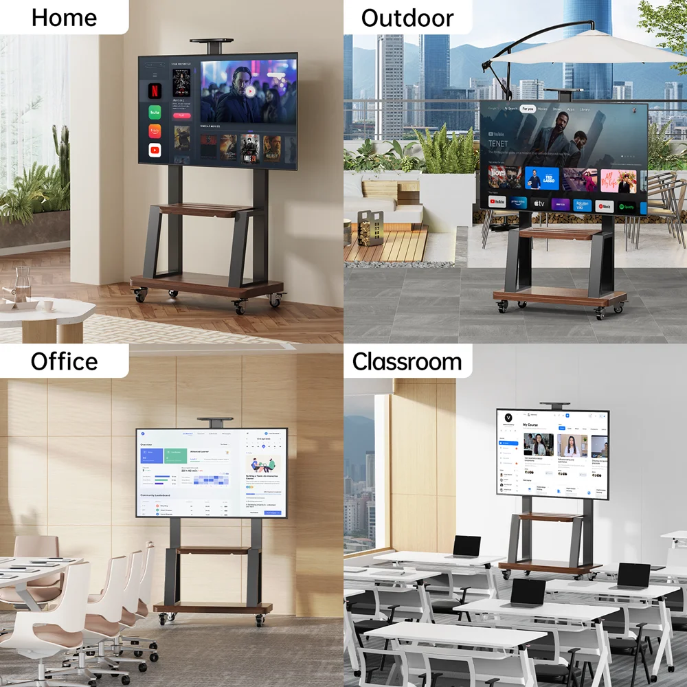 Carrello TV Mobile per schermi da 32-75 pollici, supporto TV Mobile da pavimento con ruota di bloccaggio dello scaffale, altezza regolabile per impieghi gravosi  44
