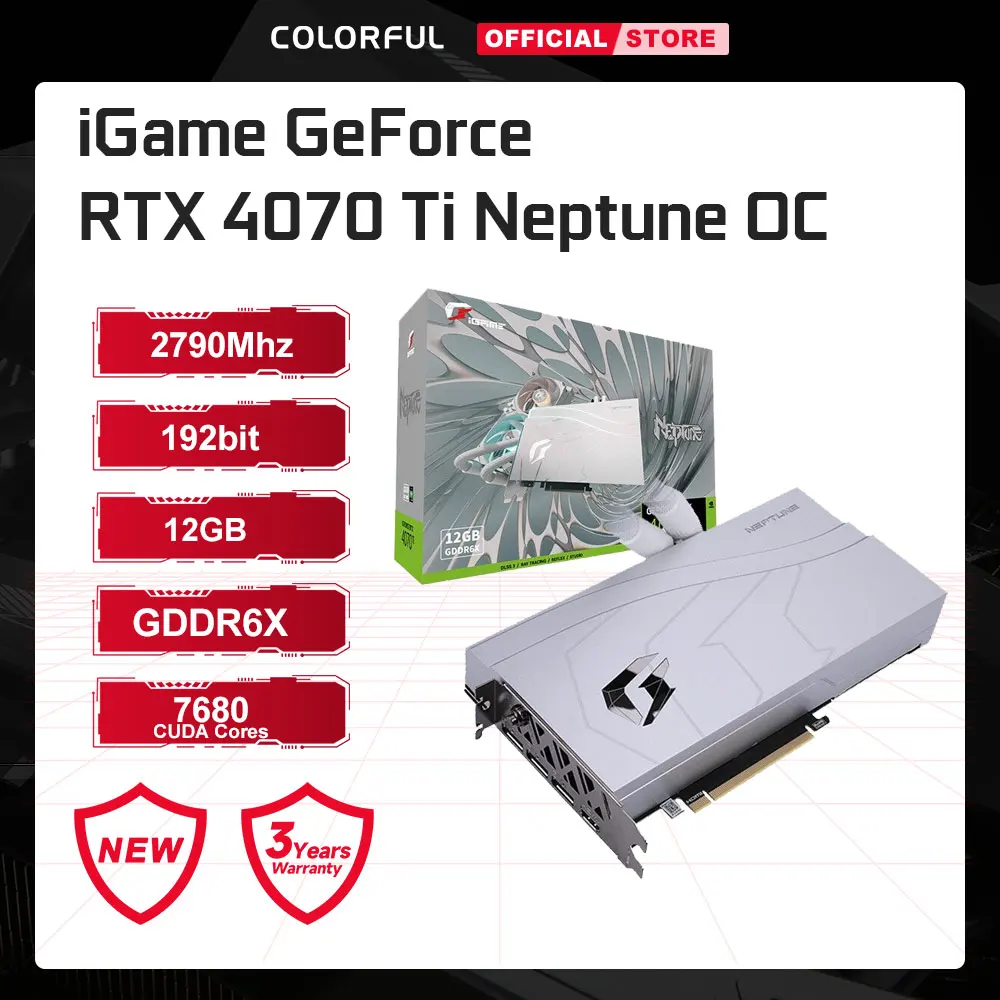  COLORFUL Graphics Card GeForce RTX 4070TI Neptune 12GB GDDR6x 192Bit 2745MHz NVIDIA GPU 4070Ti RTX Video Card Game Video 