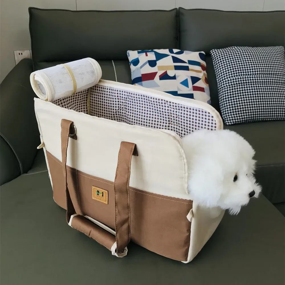 Pet Car Seat Portable Cat Bag Going Out Dog Bag Breathable Pet Satchel One Shoulder Crossbody Canvas Backpack