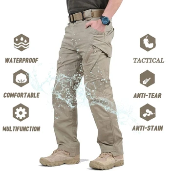 Mens Waterproof Cargo Pants Elastic Multiple Pocket Military Male Trousers Outdoor Joggers Pant Plus Size Tactical Pants Men