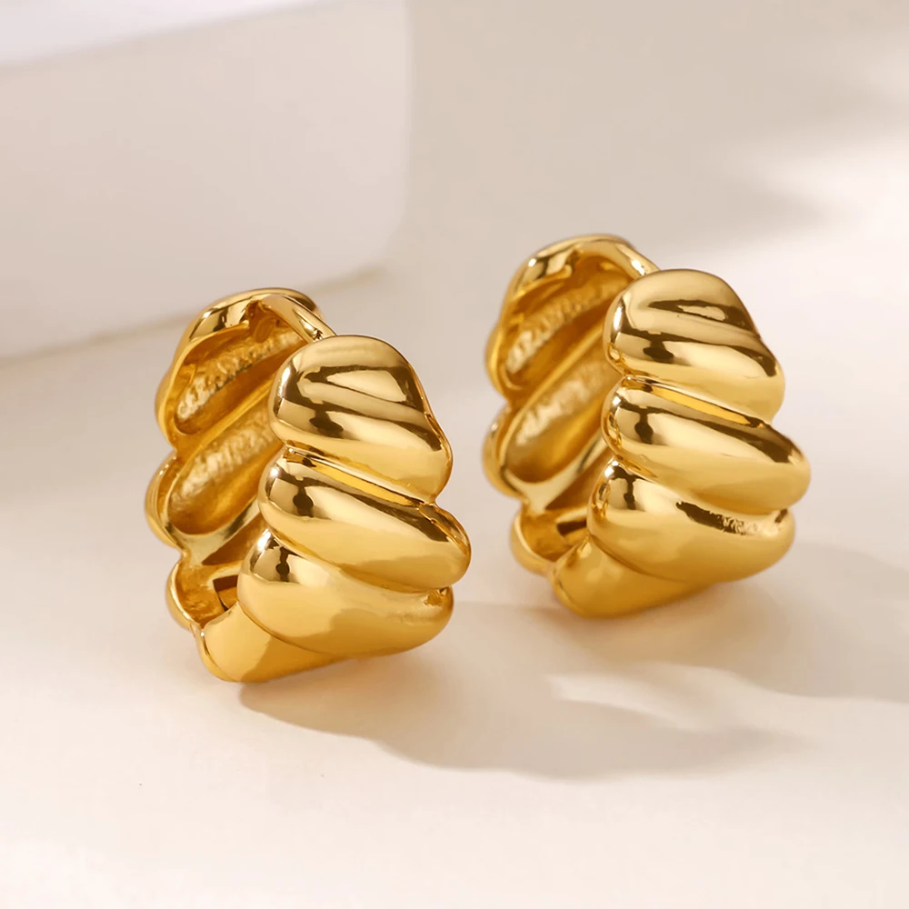 Pattern Earrings For Women Gold Color Geometric Screw Summer