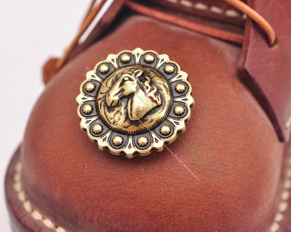 Lot De 10 Conchos Selle Western – Laiton Gravé Fleurs Et Baies, Vieilli, Fixation Vis