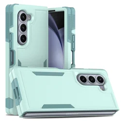 Rugged Dual-Layer Shockproof Armor Phone Case for Galaxy Z Fold 4 (Mint Green)