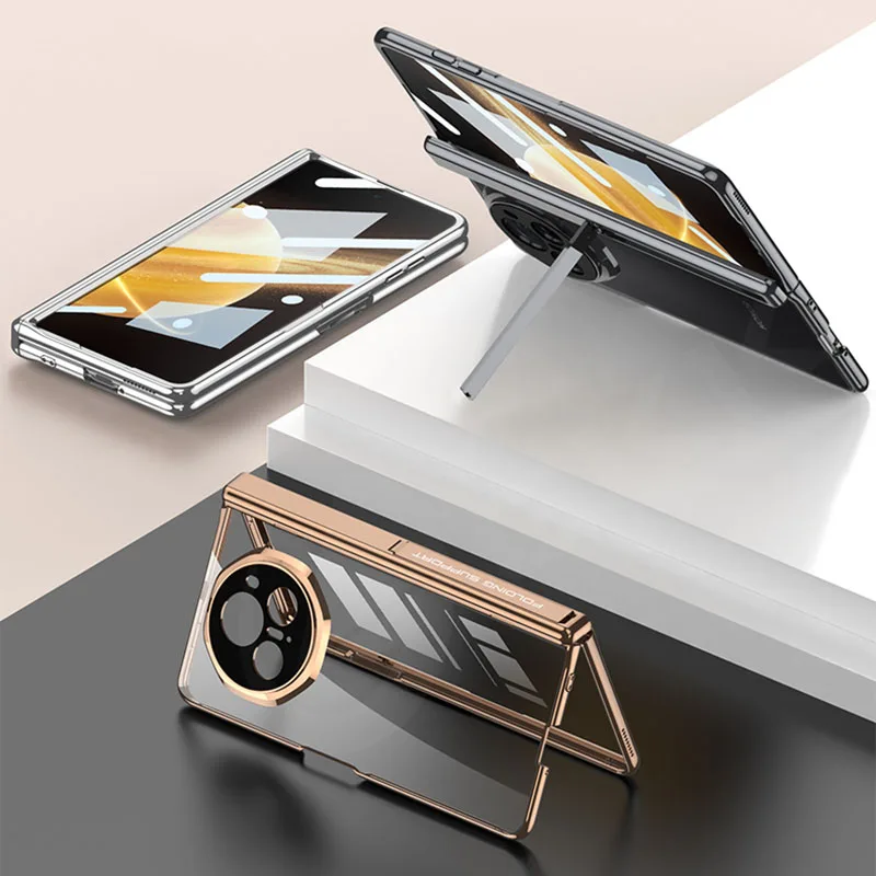 Magnetic Hinge Stand Plating Clear Case for Honor Magic v3 Outer Screen Glass Pr