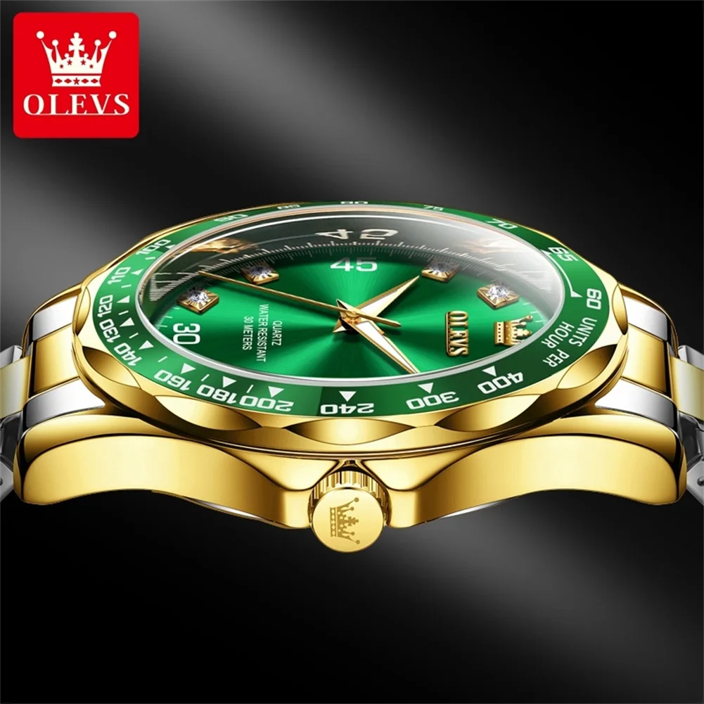 OLEVS 9988 Watch Man Number Dial Luxury Quartz Watch For Men Original Top Brand Waterproof Luminous Calendar Business Wristwatch