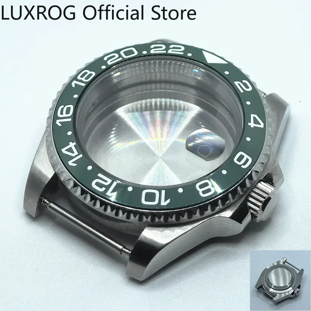 Stainless Steel 40MM Black Blue Ceramic Insert Watch Case