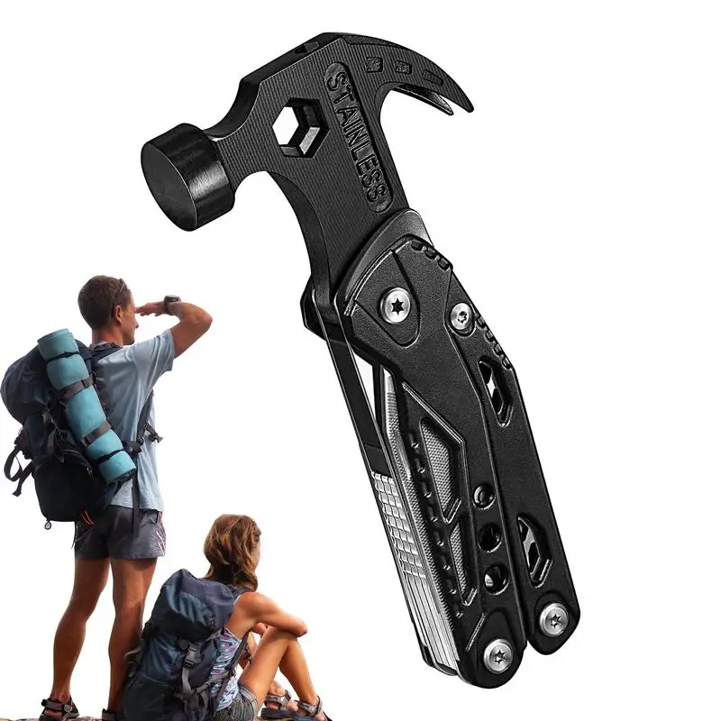 

Multifunction Hammer Tool Multitool Outdoor 14-in-1 Hammer Foldable Utility Hammer Multifunction Plier Bottle Opener Portable