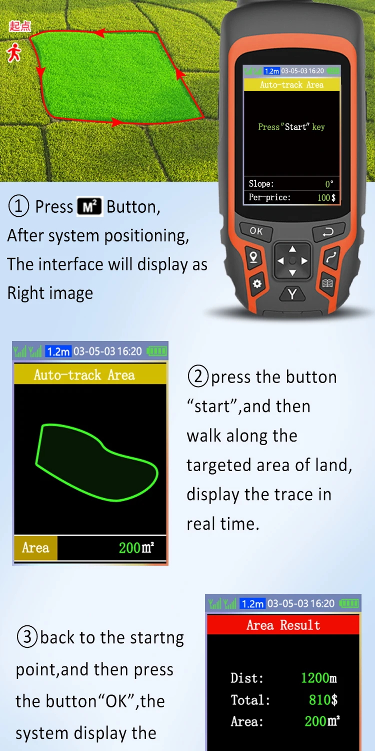 ZL166 Land area measuring instrument High precision multifunctional Handheld GPS