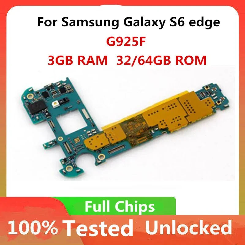 Mobile Motherboard For Samsung Galaxy S6 edge G925F EU Version Unlocked Official Version Main Logic board Full Chips IMEI OS SM-G925F, mobile phone, mobile motherboard, cell phone parts