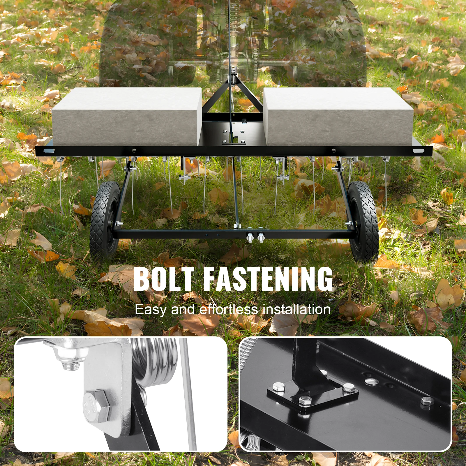 Farming Rake SucceBuy Tow Behind Dethatcher 40in Tow Dethatcher 20 Spring Steel Tines Lawn Rake ATV/Mower Behind Lawn