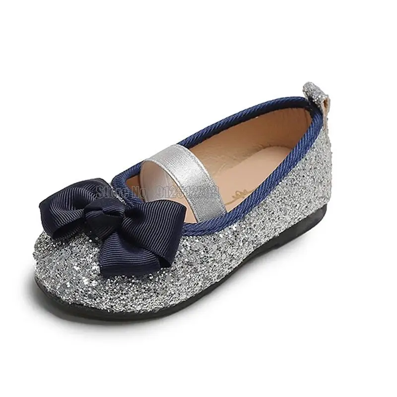 Toddler Girl Glitter Leather Flat Little Children Dress Princess Slip-on Sweet Soft Shoes 4