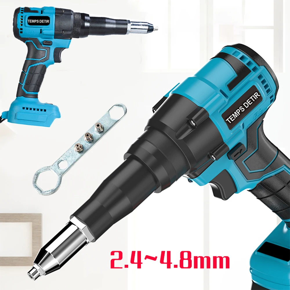 2.4mm-4.8mm Brushless Electric Rivet Gun Home Cordless Pull Rivet Gun Automatic Tool With LED Light For Makita Battery