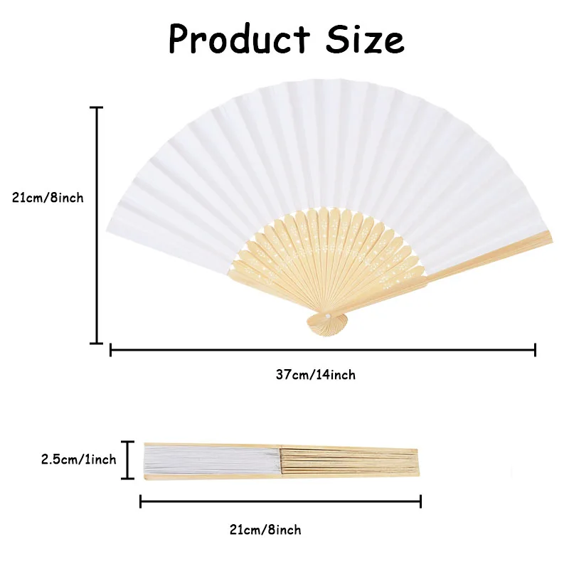 Folding Fan 10/20pcs White Portable Chinese Bamboo for Wedding Birthday Party Decoration Kids Painting