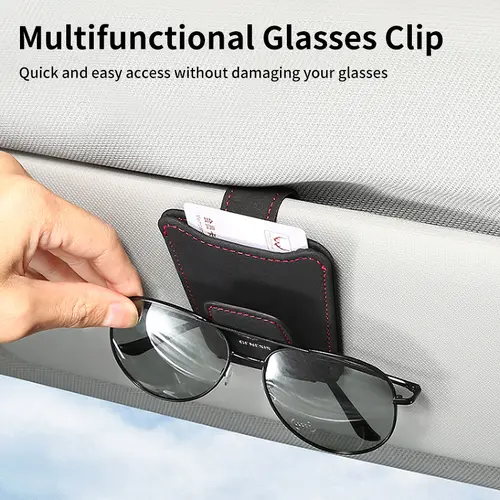 Car Sun Visor Glasses Clip Leather Sunglasses Card Holder For Genesis GV70 GV80 EV BH G80 GV90 2019 2020 2021 2022 2023 G70 G90 - Image 3