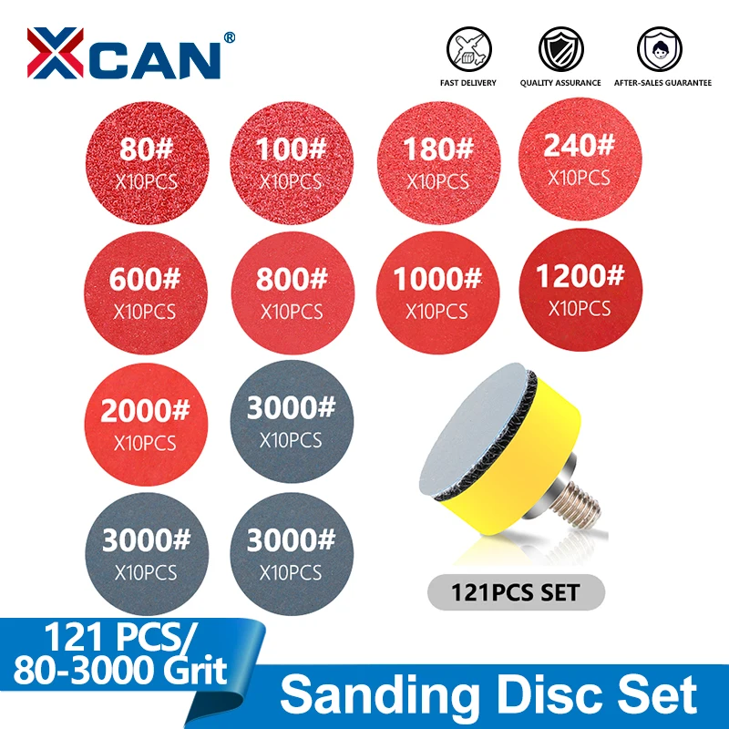 Xcan Schleif scheiben Pads Set 80-100 Körnung Sandpapier Scheibe Hakens ch laufe mit Scheiben stange Kissen 1 Zoll Schleif poliers cheibe