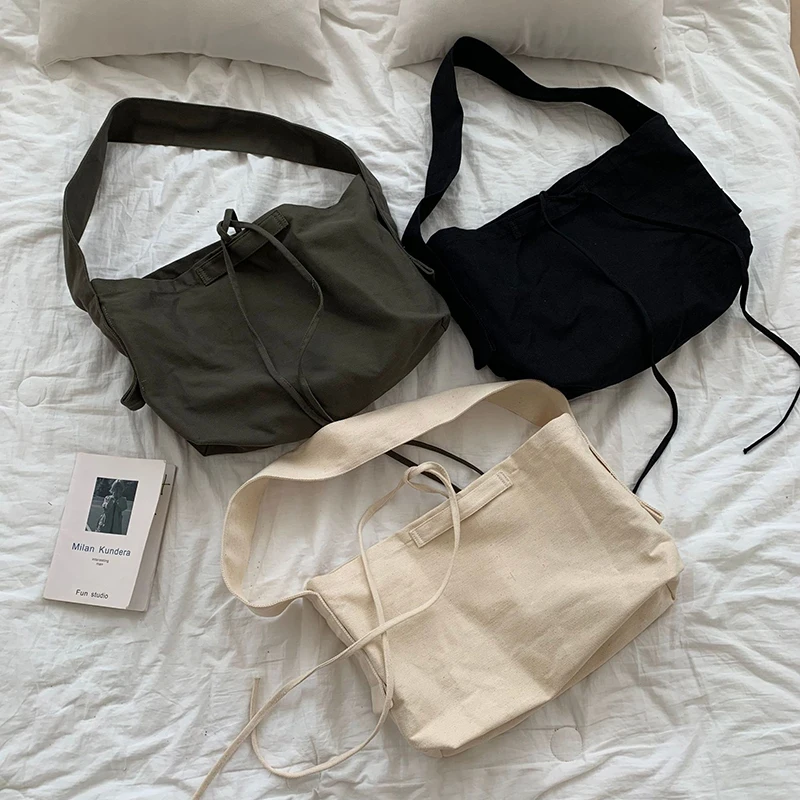 

Women Leisure Bandage Crossbody Bag Canvas Shoulder Bag Female Multi-purpose Messenger Bag Student Bag Sac Courses Reutilisable