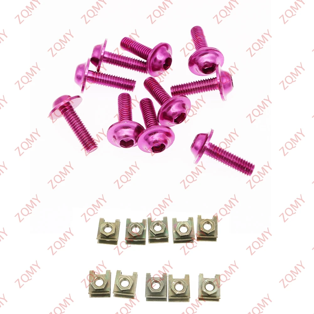 Pack Of 10 Motorcycle Fairing Spire Clips &amp; Std. Stainless Bolts M5 5mm X 16mm E