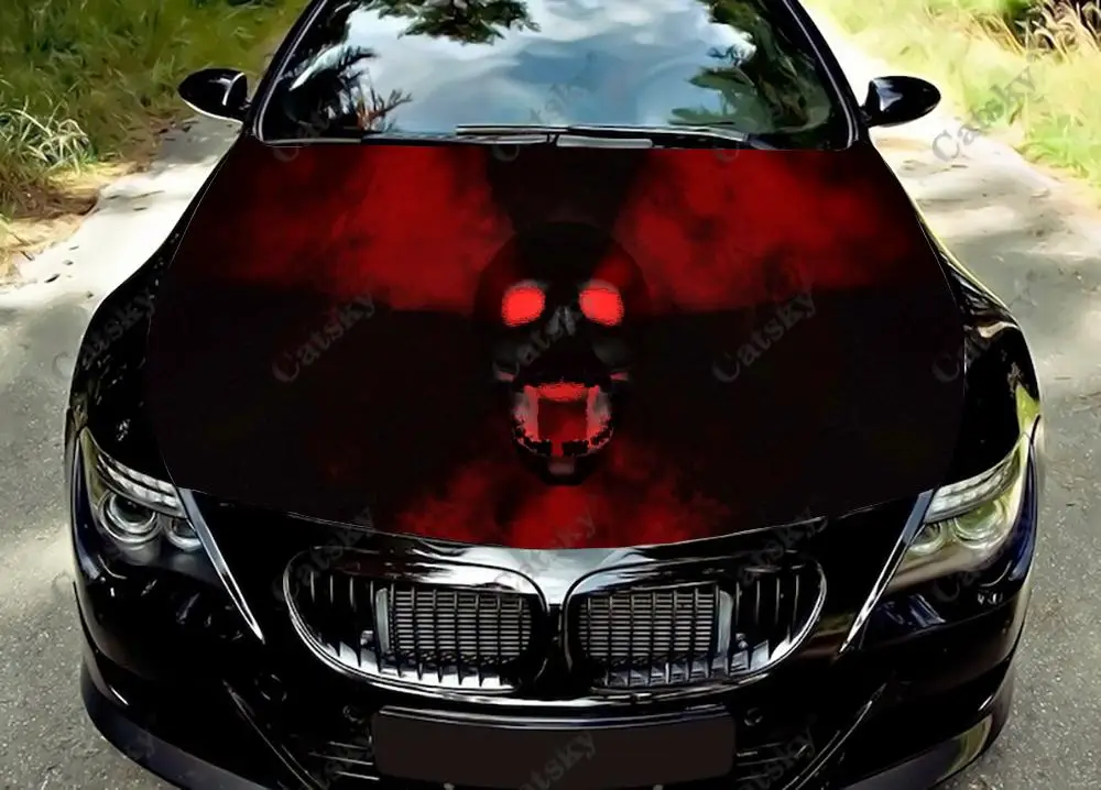 

Custom Red Eye Ghost Skull Car Hood Vinyl Sticker Wrap Film Engine Cover Decal Protect Sticker Car Accessories Decoration Gift