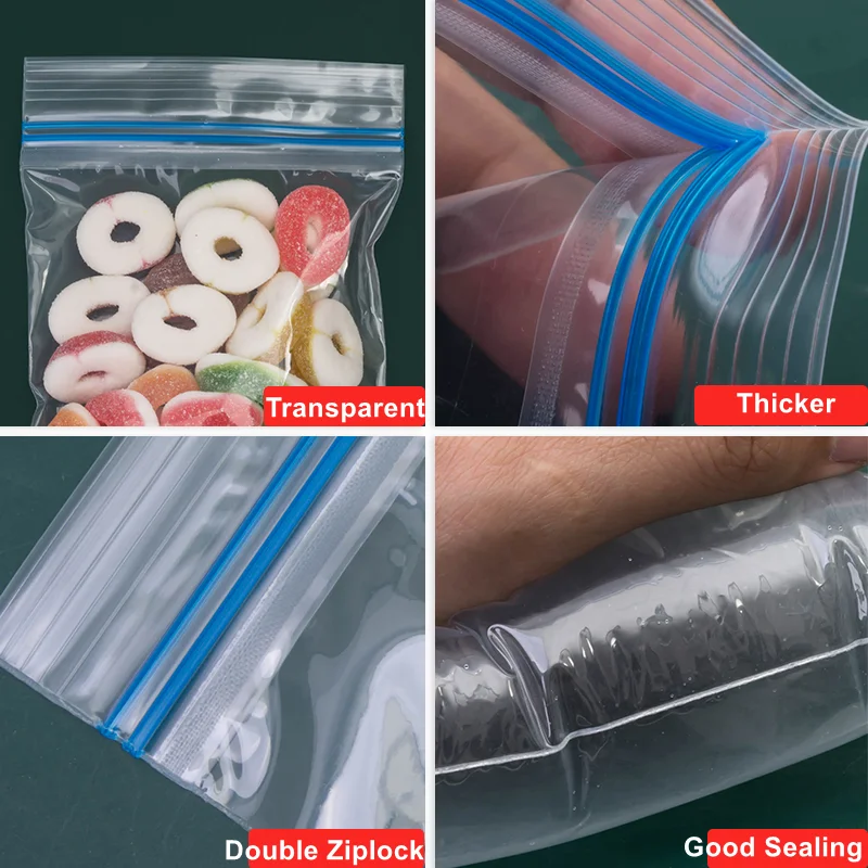 Bolsas Con Cierre Hermético, Bolsas Zip De Plástico Transparentes, Bolsas Reutilizables Multiusos · M-office (250x350mm, 100unds