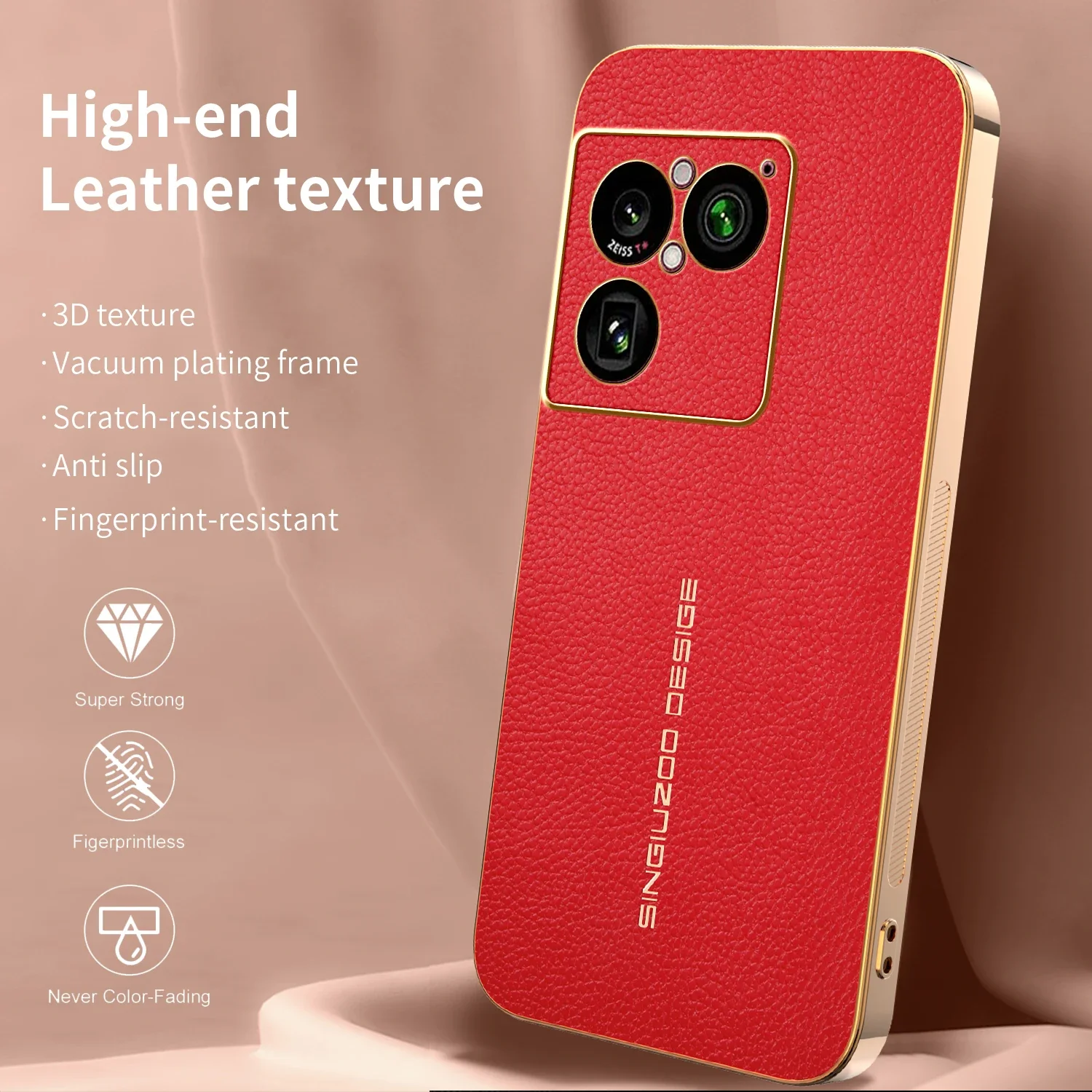Universal Leather Silicone Back Cover with Bumper and Lens Protection