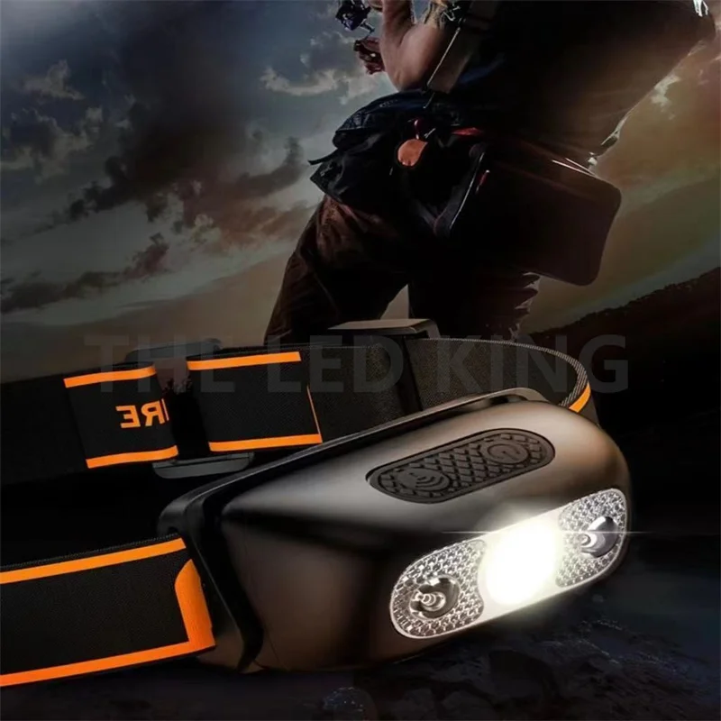 Mini LED Headlamp 6000LM With Body Motion Sensor USB Rechargeable Headlight white+red Mode Camping Flashlight led headlamp head lamp led headlight