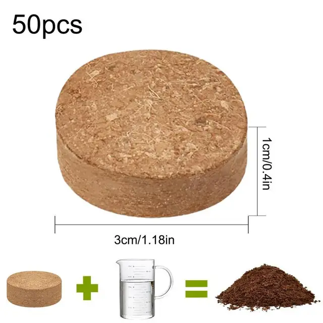 Kókuszdiószálas Kókuszpellet 50Db Tápanyag Talaj Univerzális Óvodai Blokk Táplálék Ültetése Virágok Zöldségek Kertje - Image 6