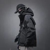 Fuction Tactical Jackets Multi Pokcets Hooded Coat Men Techwear Jackets Windbreaker Black Oversized Harajuku Jackets Outwear 2
