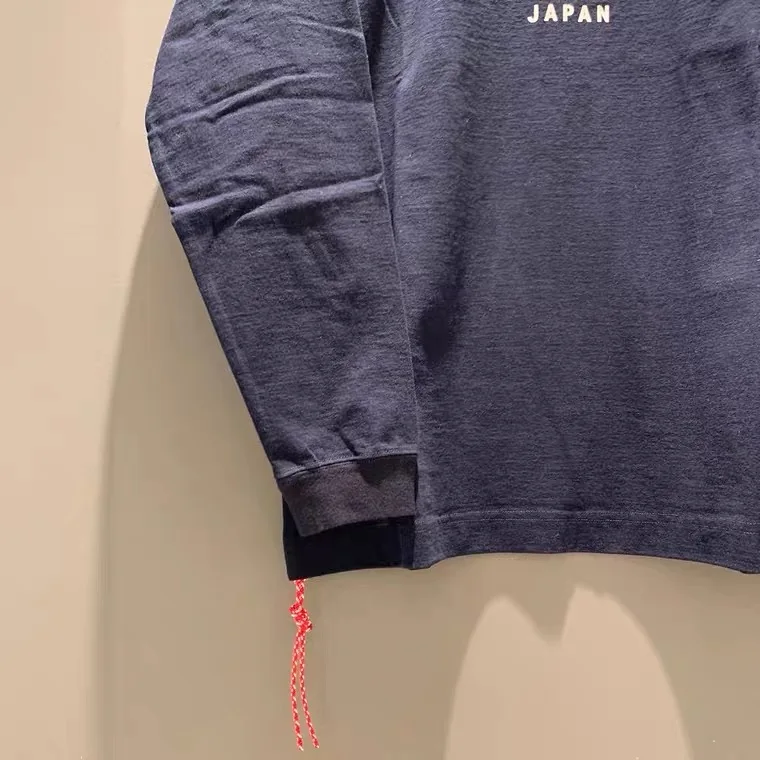 Loose Long Sve T-irt Fuji Mountain Design Red Rope y Sle Cotton Youth Faion Daily Wear Four Seasons Universal