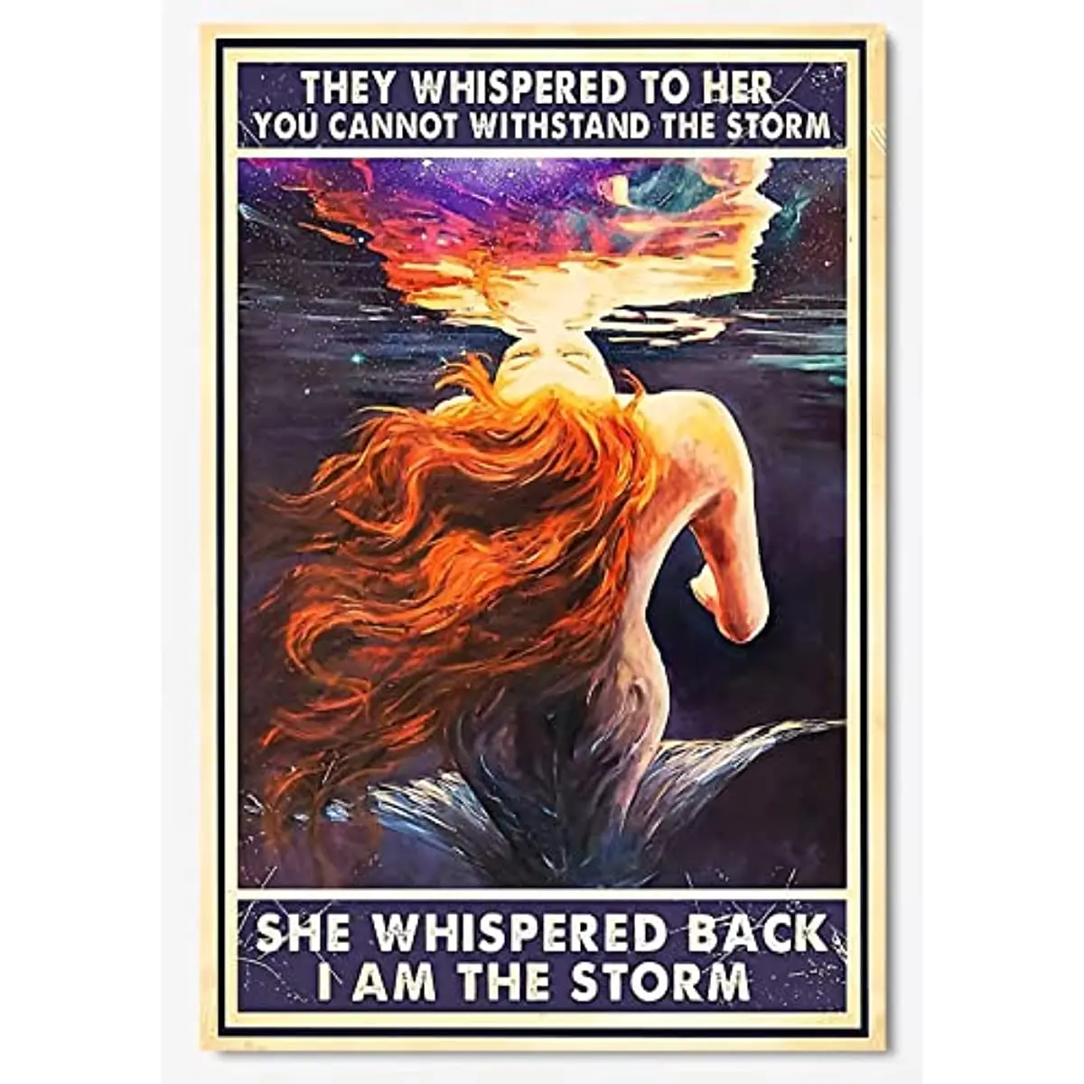 New Mermaid I Am The Storm Vintage Mermaid Ocean Sea Blue, Vintage Mermaid Metal Poster Vintage Metal Tin Sign Decor Gifts