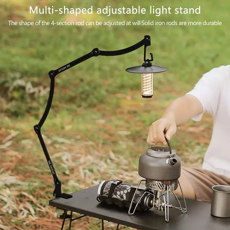 Folding Camping Light Pole Portable Folding Lamp Stand Holder Folding Lamp Stand Camping Light Hang Poles Outdoor Lamp Stand