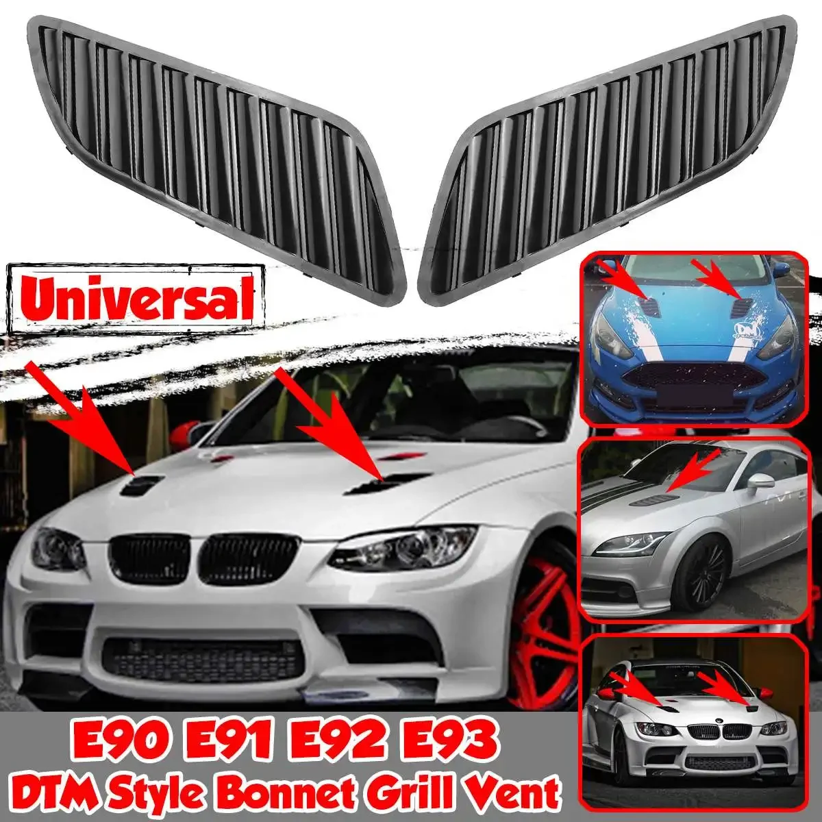 

2PCS DTM Style Car Front Hood Bonnet Vent Grilles Vent Louvers Air Outlet For BMW E90 E91 E92 E93 F30 E46 ABS Bonnet Hoods Vents