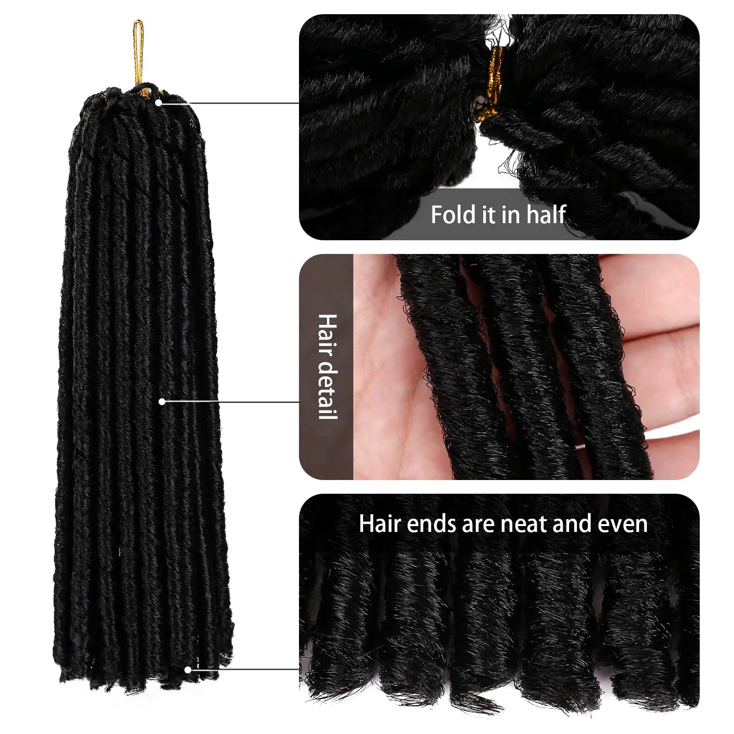 Urban Soft Dread synthetic Crochet Hair - 4 Packs Straight Faux Locs Crochet Soft Locs Braids 2 STYLE in ONE 4