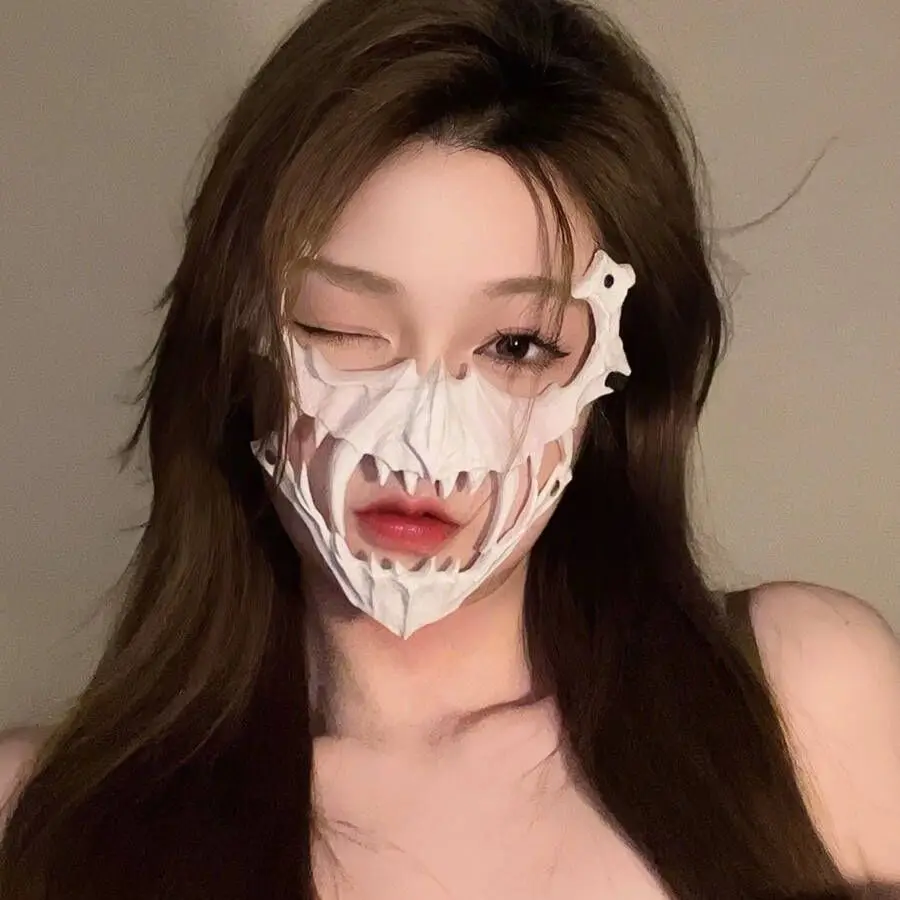 Halloween Anime Half Face Mask Tiger Yesha Tiangou Human Wolf Mask Party Dressing Puntelli