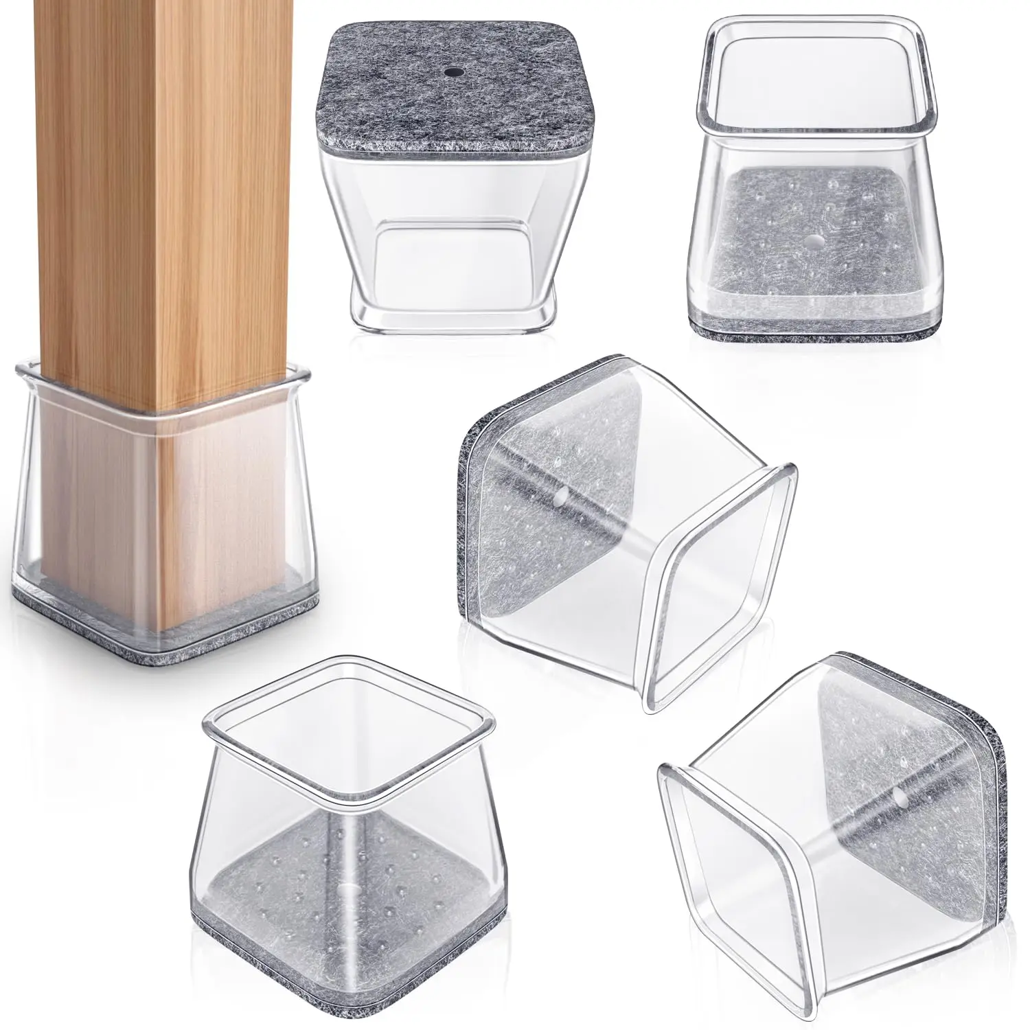 32Pcs 정사각형 의자 다리 바닥 보호대, 나무 바닥용 펠트 가구 패드, 의자 다리 캡, 긁힘 없음 및 소음 감소