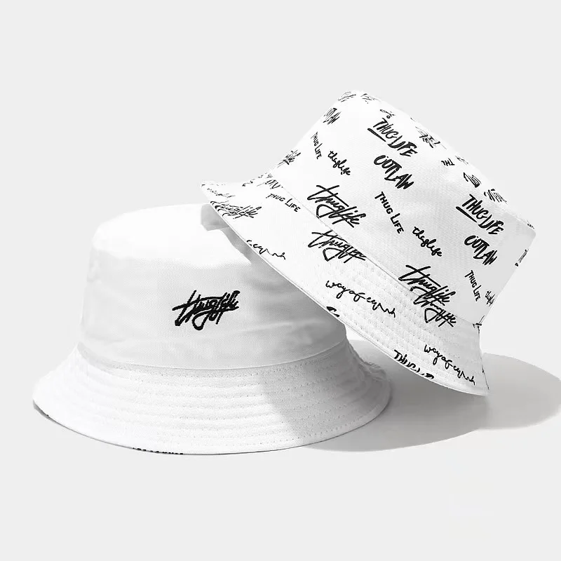 Unisex Letter Embroidery Printing Bucket Hats Fisherman Hats Outdoor Casual Sunscreen Cap