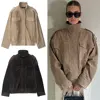 HH Women Casual Solid Jackets Turtleneck Long Sleeve Zipper Loose Coats With Pocket Autumn Casual Office Lady Outwear