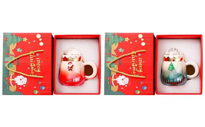 

Christmas Ceramic Cup Cartoon Coffee Mug with Lid Large Caliber Design Drinking Supplies for Tea Milk Juice Hot Cold Drink