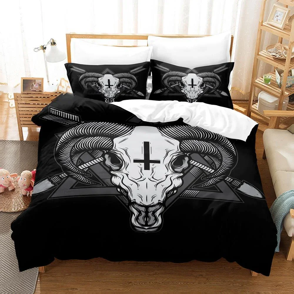 3D Printed Dark Satanic Bedding Set Duvet Cover Bedroom Comforter Covers Single Twin King ​Size Quilt Cover Home Textile 2/3PCS 6