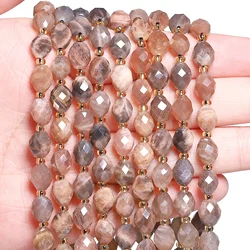 Faceted Natural Black Sunstone Oval Beads for Jewelry Making and DIY Crafts (Black Sunstone)