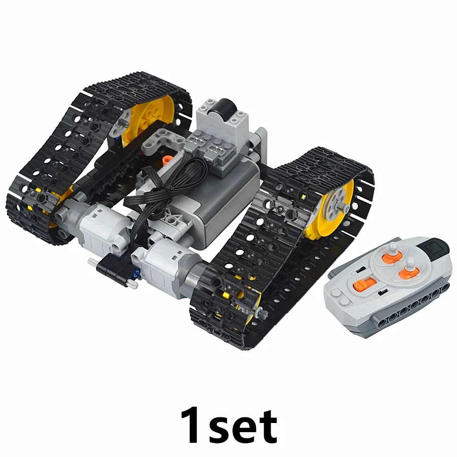 Détail du moteur et des engrenages du tank RC MOC, blocs de construction militaire pour enfants, éducatif et amusant.