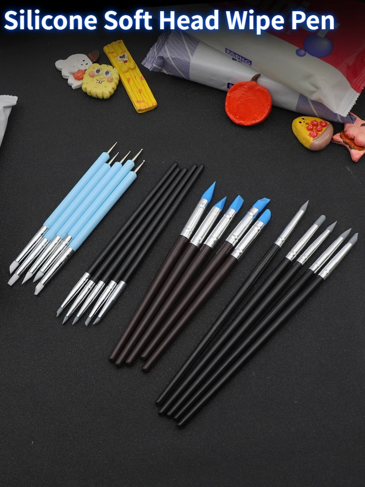 5pcs/lot Silicone Soft Head Wipe Pen Clay Soft Pottery Model Making Tools for Military Model Hobby DIY Tools