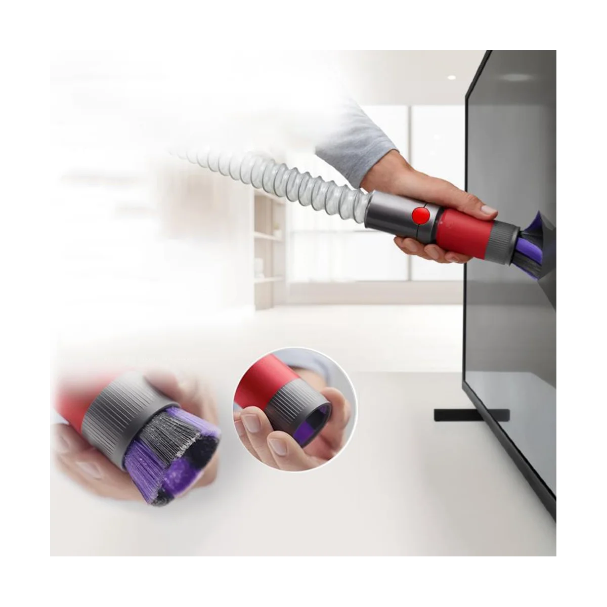 For Dyson V7 V8 V10 V11 V12 V15 Vacuum Cleaner Traceless Dust Removal Soft Brush+2 In1 Brush+Extension Hose Set