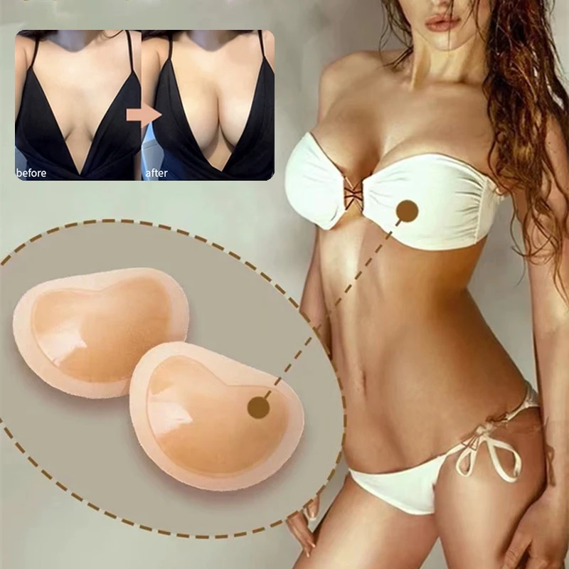 Women Insert Bra Pad Silicone Bra Cup Thicker Breast Push Up Self Adhesive  Breast Nipple Cover Stickers Bikini Inserts Intimates - AliExpress