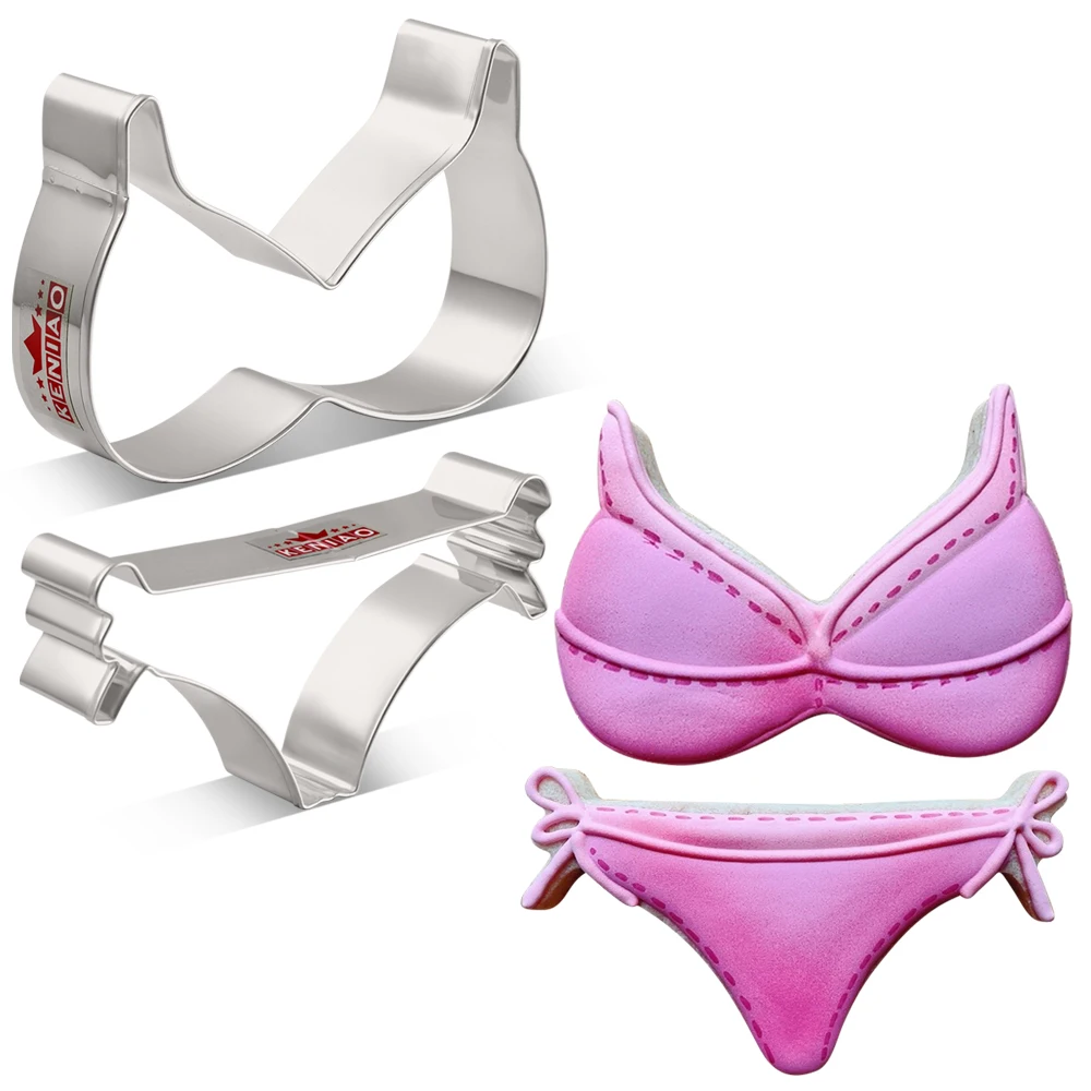 KENIAO Summer Beach Hawaii Bikini Cookie Cutter Set-2 Pieces-Biscuit Fondant Bread Pastry Sandwich Molds Stainless Steel
