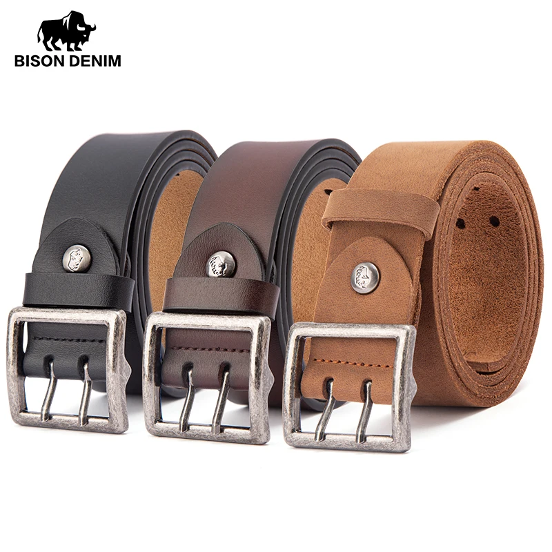 Cinturones De Cuero Genuino Para Hombre, Correa De Marca De 3,8 CM De Cuero De Vaca Puro