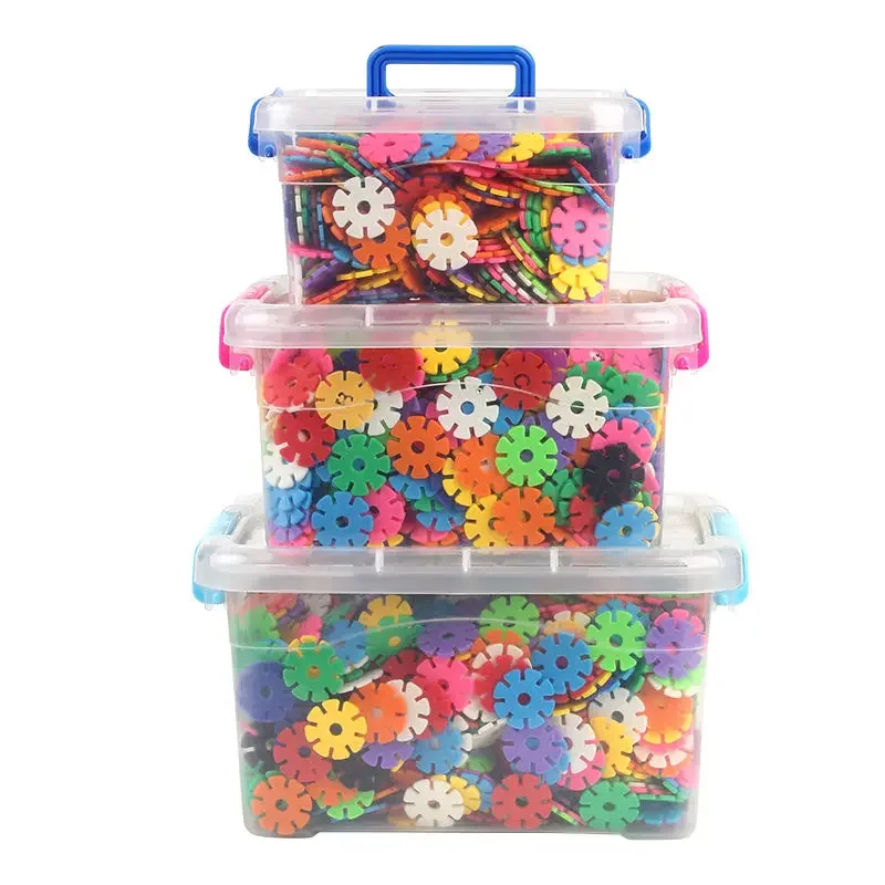 1200pcs Children 3D Puzzle Plastic Snowflake Interconnecting Blocks Building Construction Toys Kindergarten Baby Game Toy