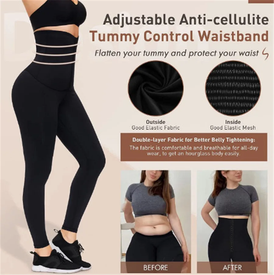 High Waisted Corset Leggings for Women Tummy Control Athletic Motion Shaper  Workout Stretchy Adjustable Hook Closure - AliExpress