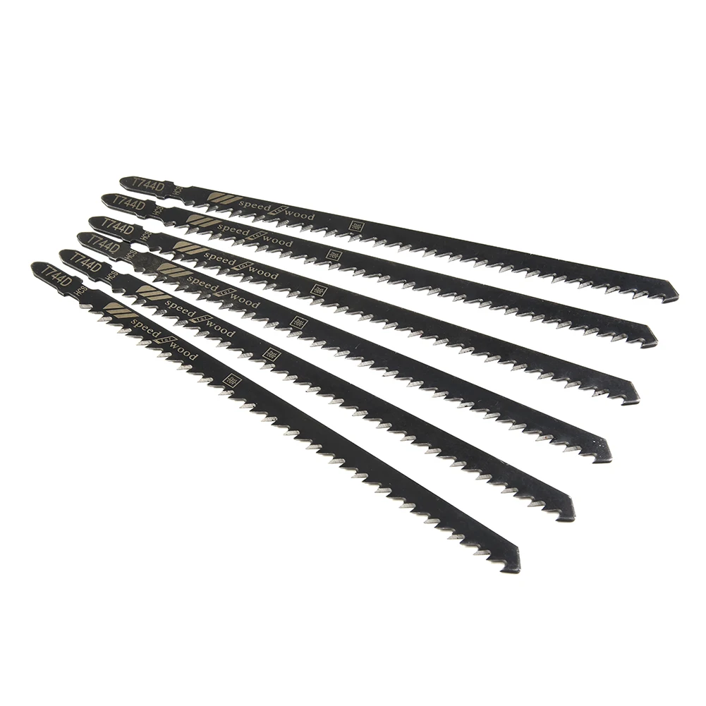 

5Pcs 180mm Jig Saw Blade T-shank Multi Saber Saws Chipboard Plywood Wood Fast Cutting Jigsaw Blades T744D 6 TPI