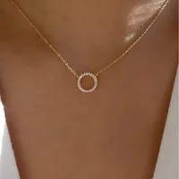 Adrianna Simple Crystal Circle Pendant Necklace 2