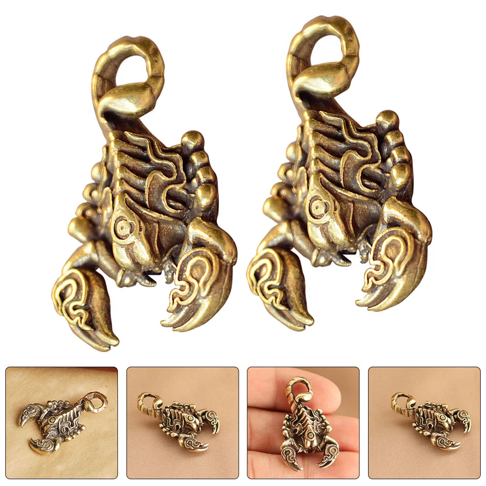 

2pcs Chinese Brass Charms Scorpion Statue Brass Ornament Wealth Prosperity Statue Chinese